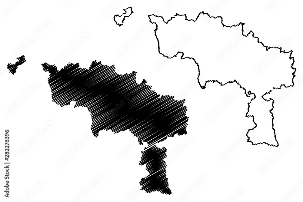 Hainaut Province (Kingdom of Belgium, Provinces of Belgium, Walloon Region) map vector illustration, scribble sketch Heynowes map