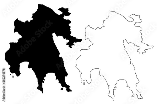Peloponnese Region (Greece, Hellenic Republic, Hellas) map vector illustration, scribble sketch Peloponnese map