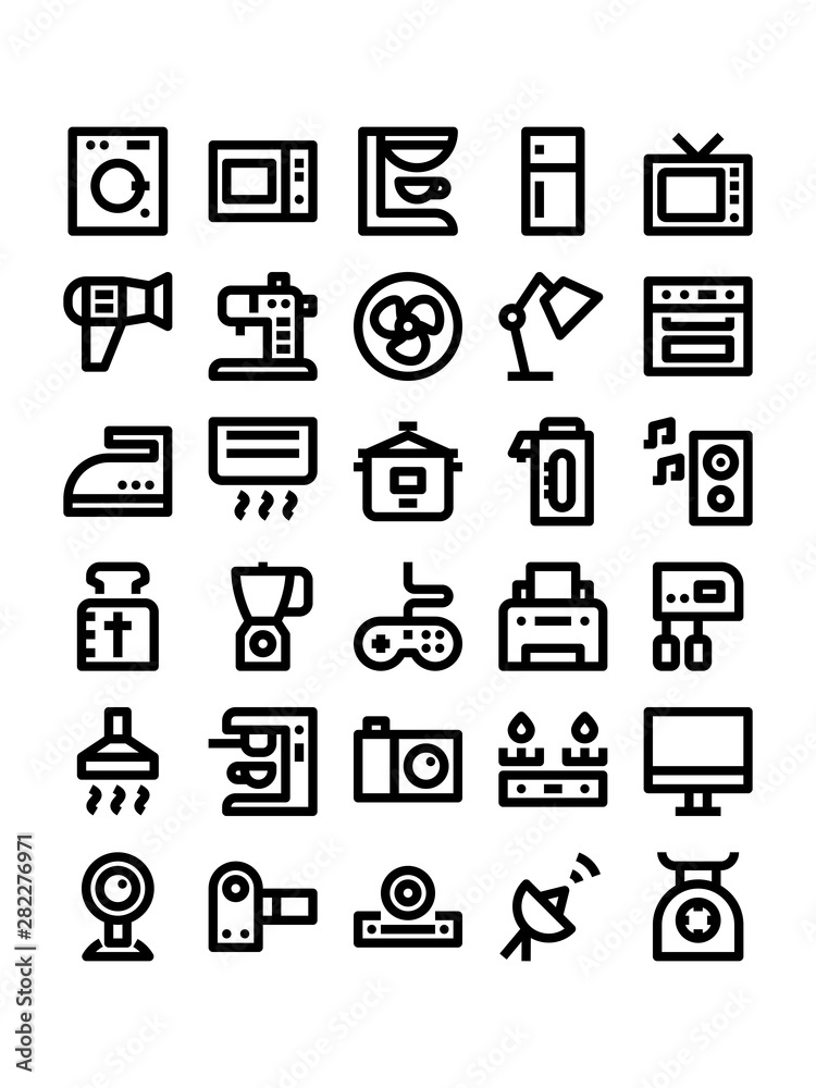 Minimal style icons of home appliances Minimal style icons of home appliances