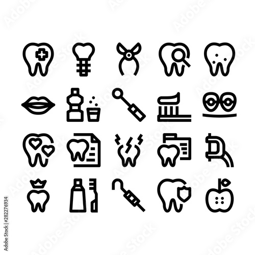 Minimal style icons of dental care