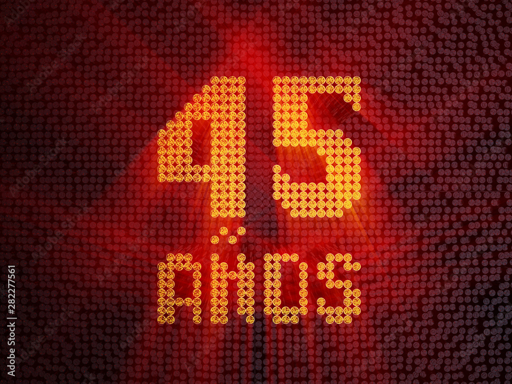 Inscription in Spanish. Golden number 45 years