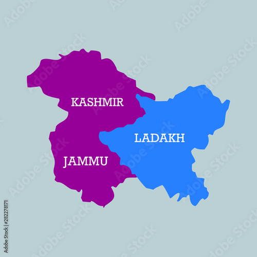 Jammu and Kashmir and  Ladakh 2 unit state map