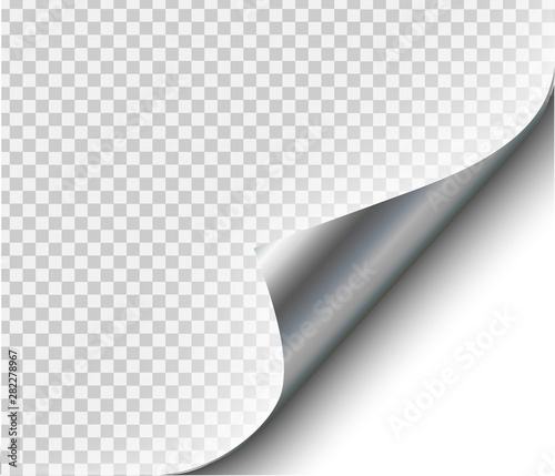 Page curl with shadow on blank sheet steel metal