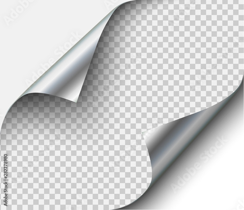 Page curl with shadow on blank sheet steel metal