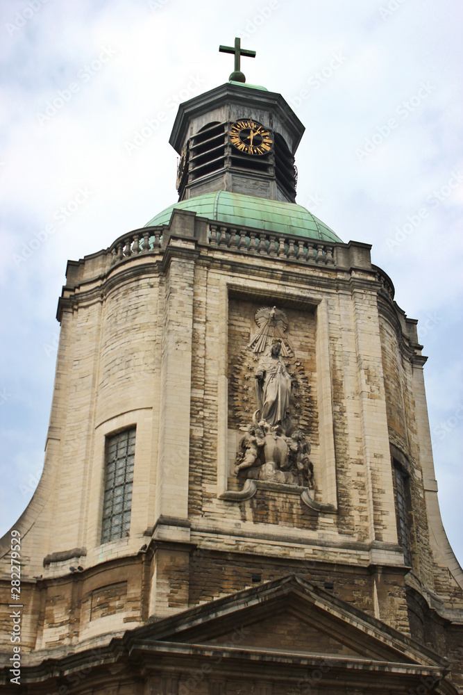 Our Lady of Finistere church bell tower in Brussels, Belgium