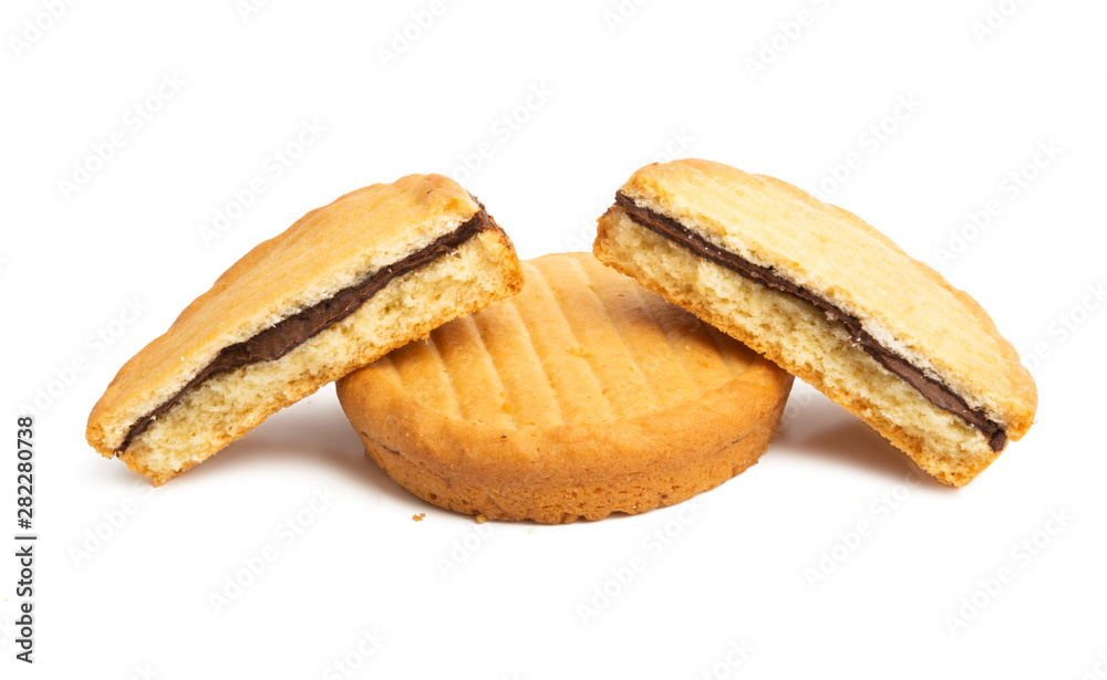 biscuit with chocolate hazelnut cream isolated biscuit with chocolate hazelnut cream isolated
