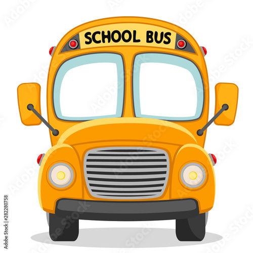 School bus front view on a white.