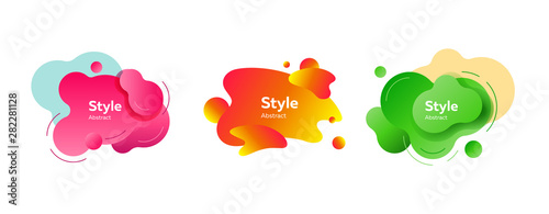 Bright paint drops or blobs with sample text set