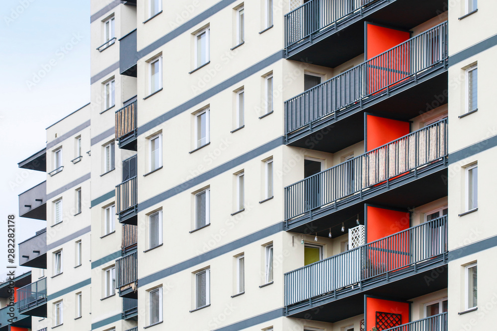 KRAKOW, POLAND - FEBRUARY 21, 2019: New apartment buildings KRAKOW, POLAND - FEBRUARY 21, 2019: New apartment buildings
