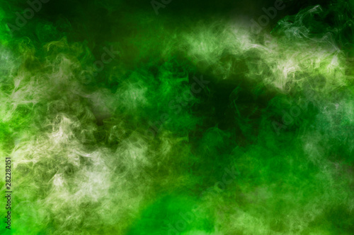 spectacular abstract white green smoke isolated black background