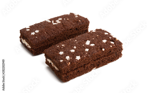 chocolate sponge cake isolated