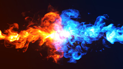 Fire and Ice concept design . 3d illustration.