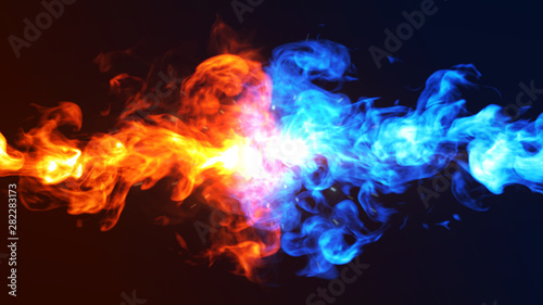 Fire and Ice concept design . 3d illustration.