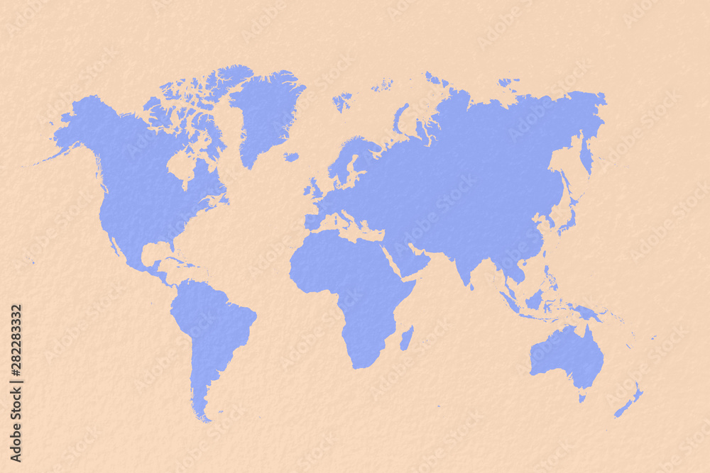 map world on pastel blue background