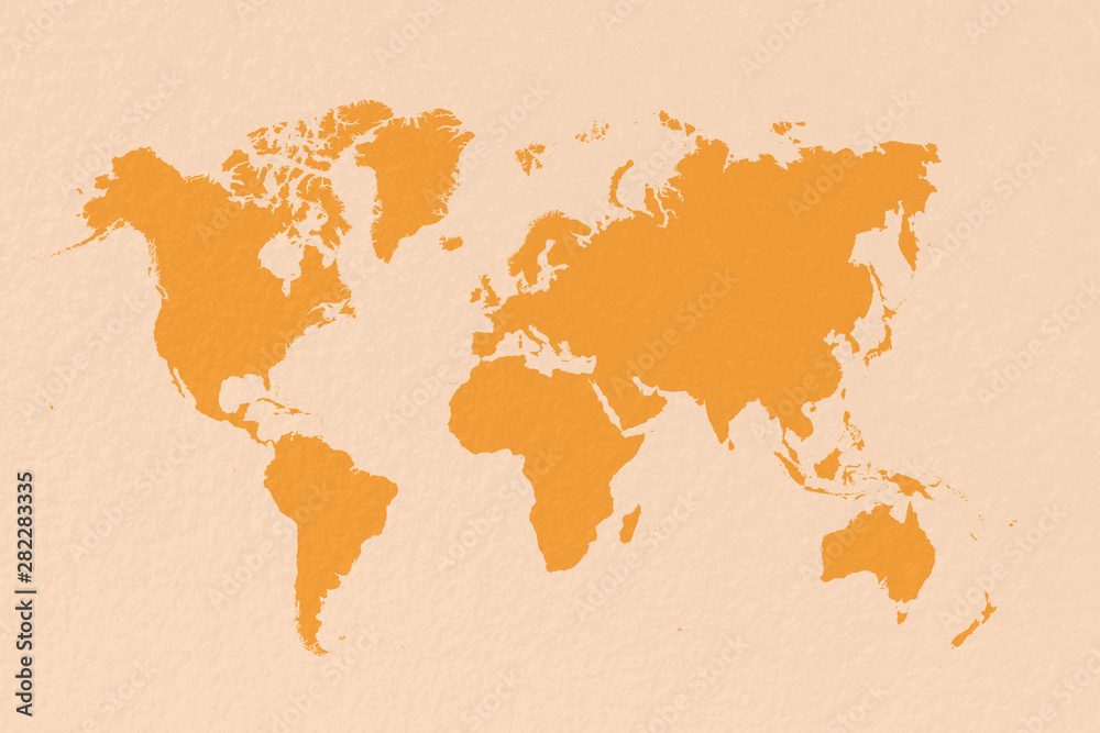 map world on pastel yellow background
