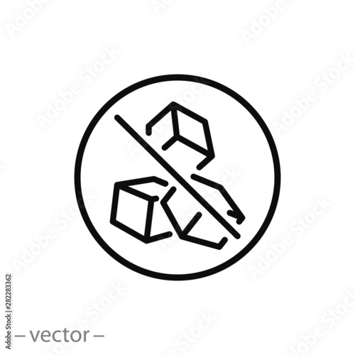 sugar free icon, no sugar added, sweetener thin line symbol on white background - editable stroke vector illustration eps 10