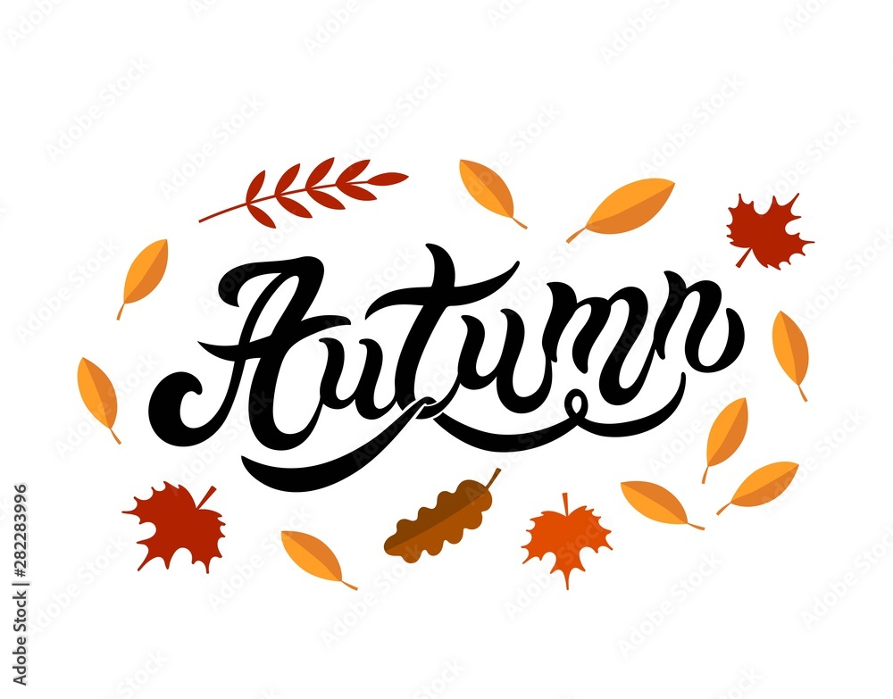 Autumn. Hand drawn lettering. Vector illustration. Best for Autumn design. Autumn. Hand drawn lettering. Vector illustration. Best for Autumn design.