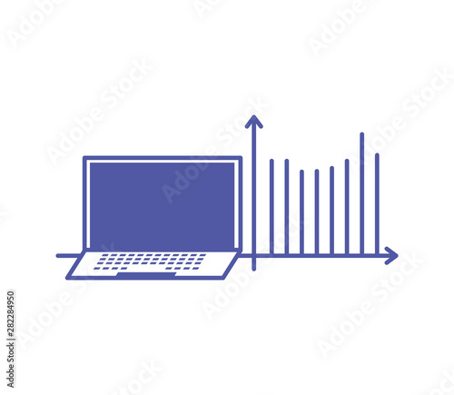 statistical graphics infographic with laptop computer device