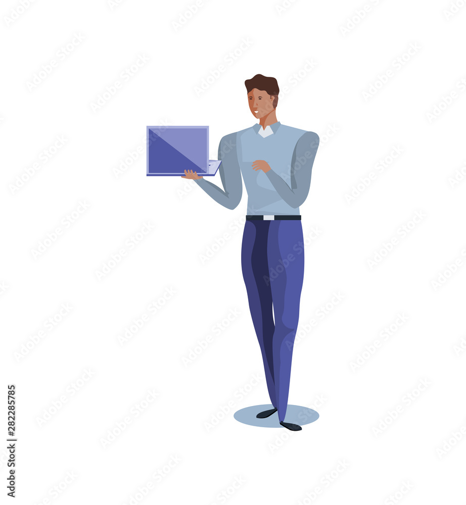 business man with laptop computer device business man with laptop computer device