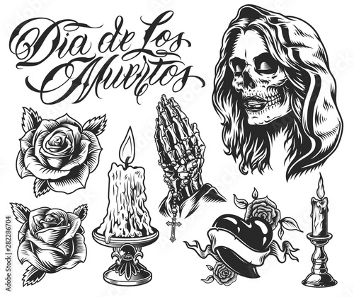 Dia De Los Muertos elements set