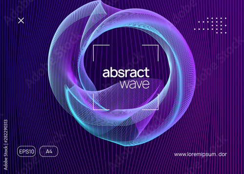 Trance party. Dynamic fluid shape and line. Bright concert banner design. Neon trance party flyer. Electro dance music. Electronic sound. Club dj poster. Techno fest event.