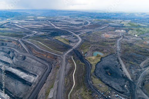 Coal mine, aerial view.