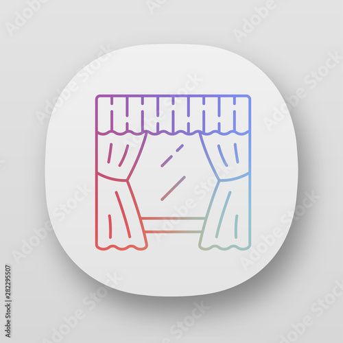 Window treatment set app icon. Valance hanging on cornice. Windows curtains, swag. Home and office interior design. UI/UX user interface. Web or mobile applications. Vector isolated illustrations