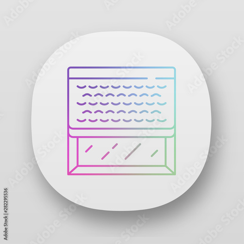 Woven wood shades app icon. Window blinds. Home, office interior accessory. Window covering, motorized jalousie. UI/UX user interface. Web or mobile applications. Vector isolated illustrations
