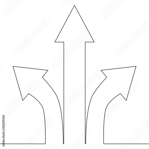 Continuous one line drawing arrows choice concept