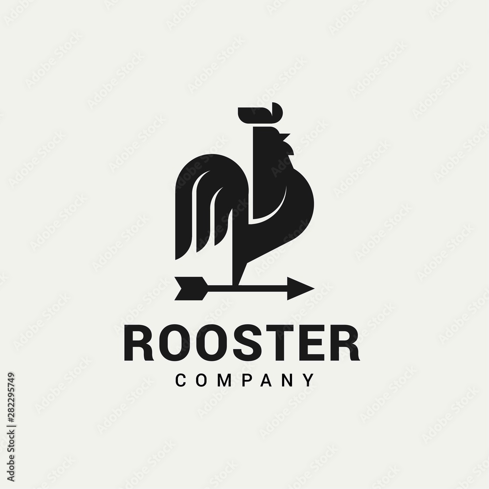 Rooster with Arrows logo vector in isolated white background Rooster with Arrows logo vector in isolated white background