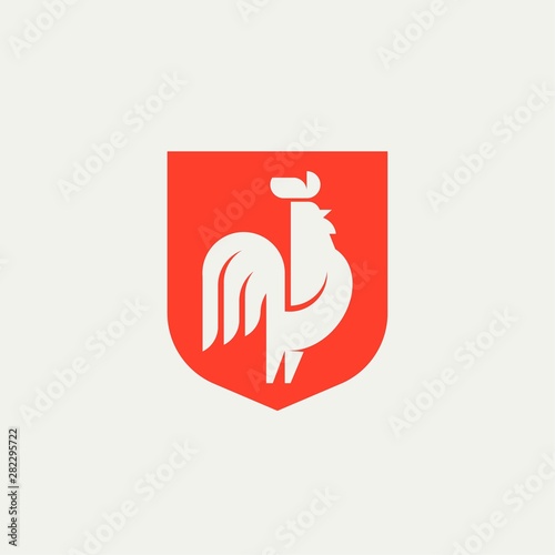 Rooster with Badge logo vector in isolated white background