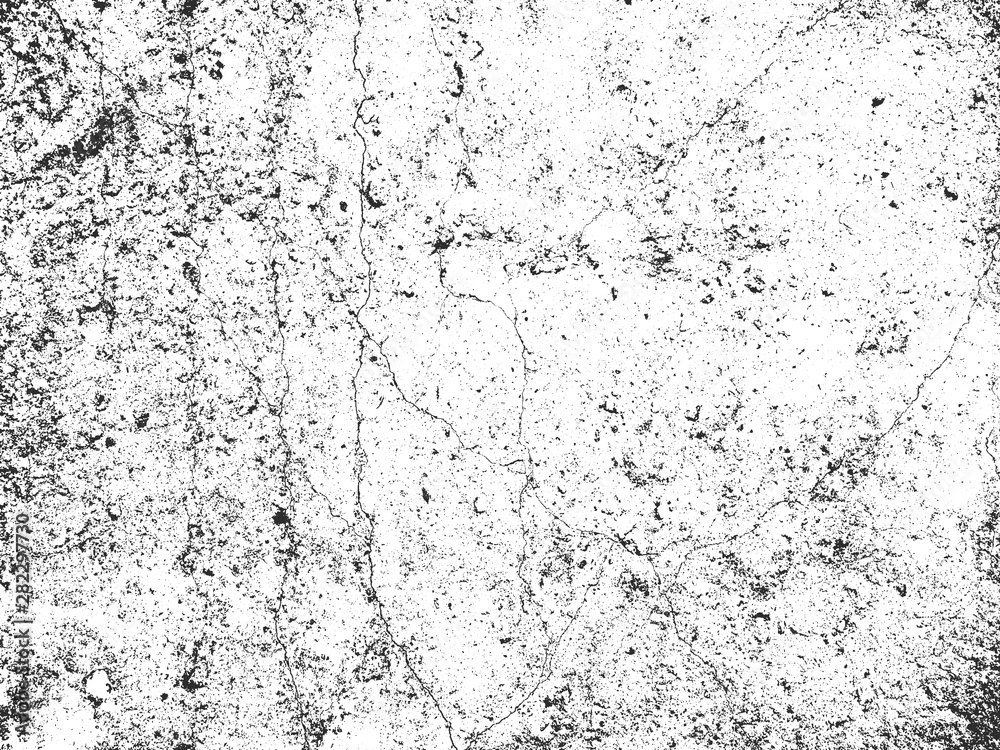 Obraz premium Distress old cracked concrete texture, vector illustration. Black and white grunge background. Stone, asphalt, plaster, marble.