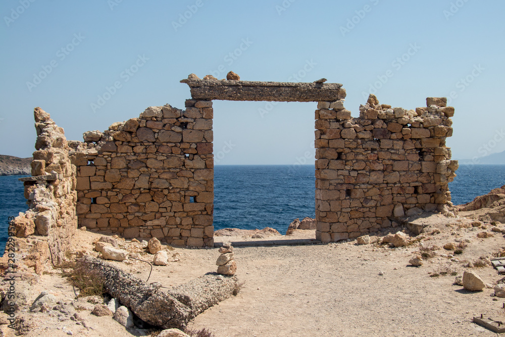 Stone gate overlook to sea, Milos