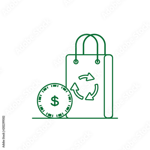 cash coin with paper bag eco friendly