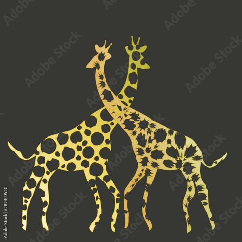 Animal vector illustration. Wild african giraffe. beauty nature in vector design. Good for brand logo  wallpers  background. Simply and trendy flat graphic. From nature set.   