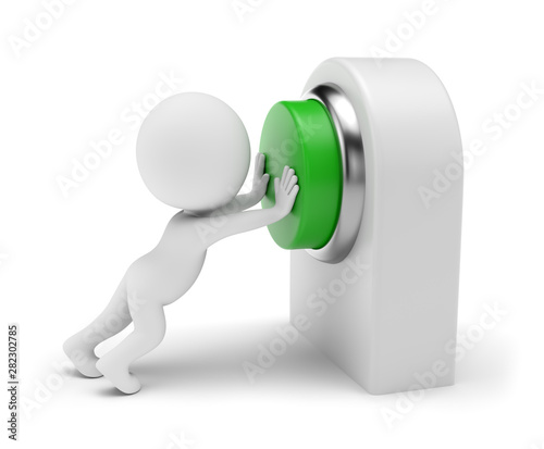 3D Small People - Pressing Green Button