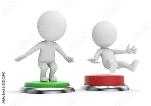 3D Small People - Pressing Green Button