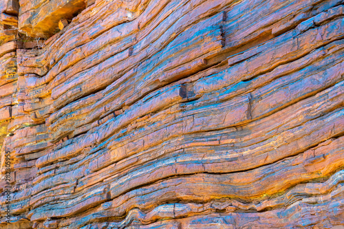 Layers of natural asbestos shining blue at Karijini National Park