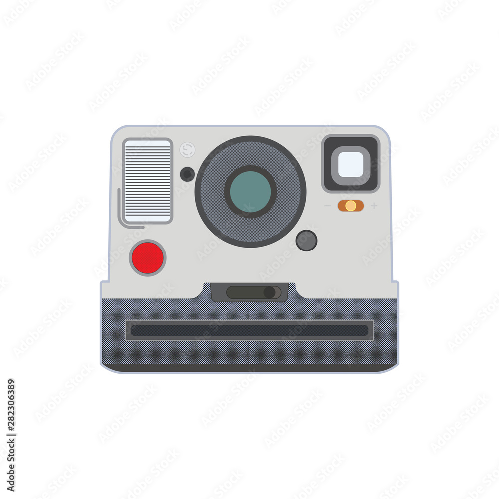 Polaroid photo camera, flat icon. Polaroid retro photo camera, front view. Retro photo camera, vector. Polaroid photo camera, flat icon. Polaroid retro photo camera, front view. Retro photo camera, vector.