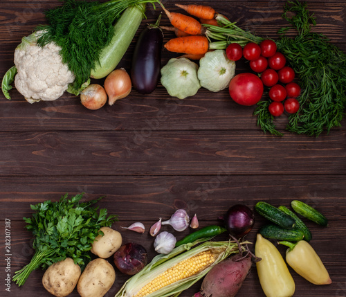 A bunch of ripe natural vegetables. photo