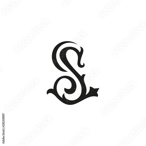 the letter S monogram in vintage style. suitable for tattoos and decoration. logo template