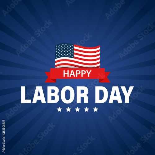 Labor day holiday banner. Happy labor day greeting card. USA flag. United States of America. Work, job. Vector illustration. photo