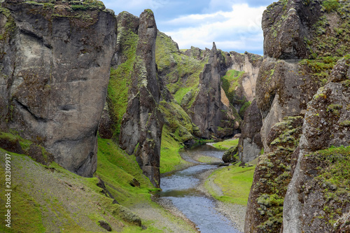 Scenic fjadrargljufur canyon in Iceland.
