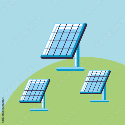 set of solar panels energy isolated icon