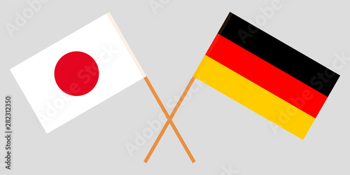 Japan and Germany. Crossed Japanese and German flags