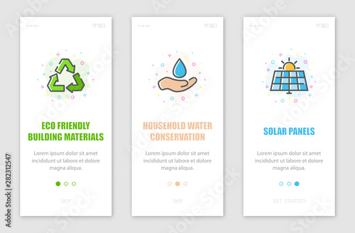 Eco house onboarding screens design.