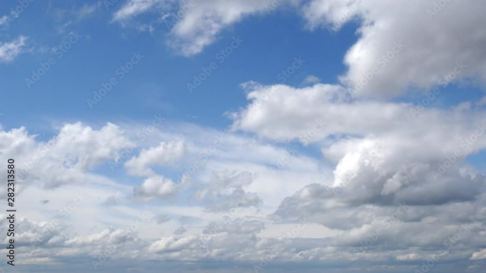 White clouds in the blue sky. Skyscape timelaps. White clouds in the blue sky. Skyscape timelaps.