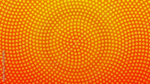 Flaming background with bright neon rings. Vector orange spiral lights.
