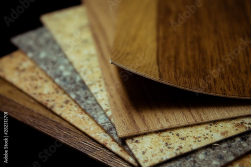 Samples of office linoleum on an isolated background