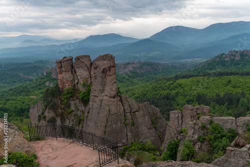 Viewpoint in fortress Kaleto.View to Belogradchik rocks from the top .Belogradchik   Bulgaria.